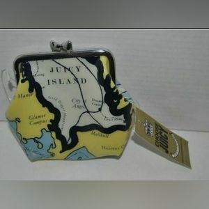 Juicy Couture Map kisslock coin purse pouch NEW with defect YSRU0379